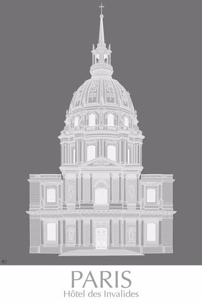 Paris Les Invalides Monochrome by Fab Funky multi panel art