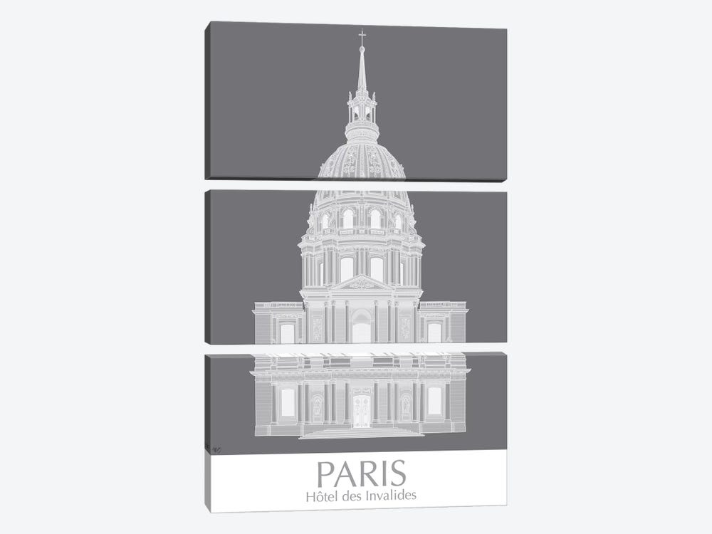 Paris Les Invalides Monochrome by Fab Funky 3-piece Art Print