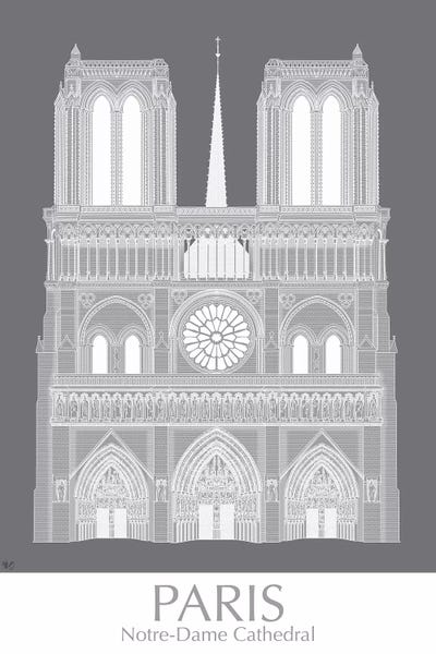 Paris Notre Dame Monochrome by Fab Funky multi panel art