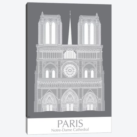 Paris Notre Dame Monochrome Canvas Print #FNK1441} by Fab Funky Canvas Print