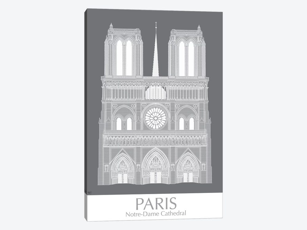 Paris Notre Dame Monochrome by Fab Funky 1-piece Canvas Art Print