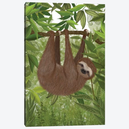Sloth Hanging Around I Canvas Print #FNK1448} by Fab Funky Art Print