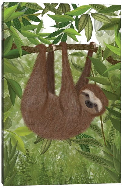 Sloth Hanging Around I Canvas Art Print - Fab Funky