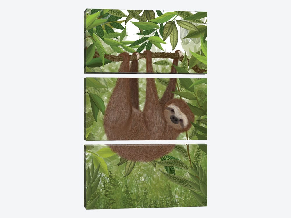 Sloth Hanging Around I by Fab Funky 3-piece Canvas Artwork