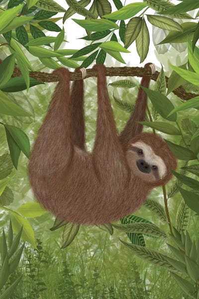 Sloths: Sloth Hanging Around I by Fab Funky