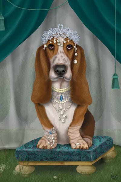 Basset Hounds: Basset Hound and Tiara I by Fab Funky