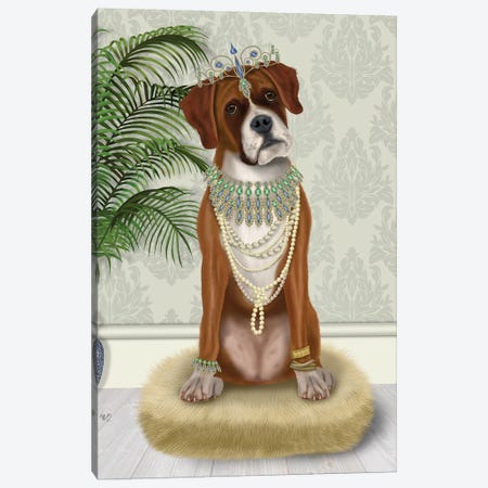 Boxer and Tiara, Full I Canvas Print #FNK1455} by Fab Funky Canvas Art Print