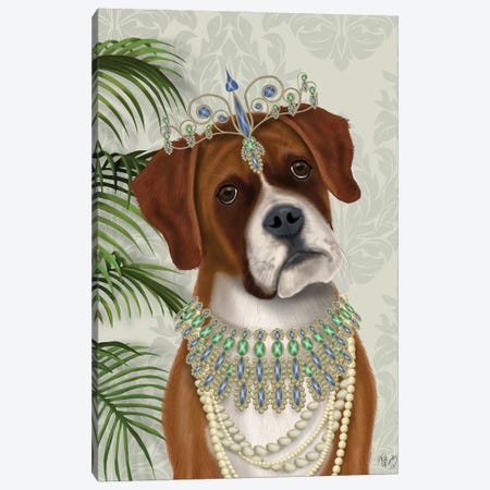 Boxer and Tiara, Portrait I Canvas Print #FNK1457} by Fab Funky Canvas Art Print