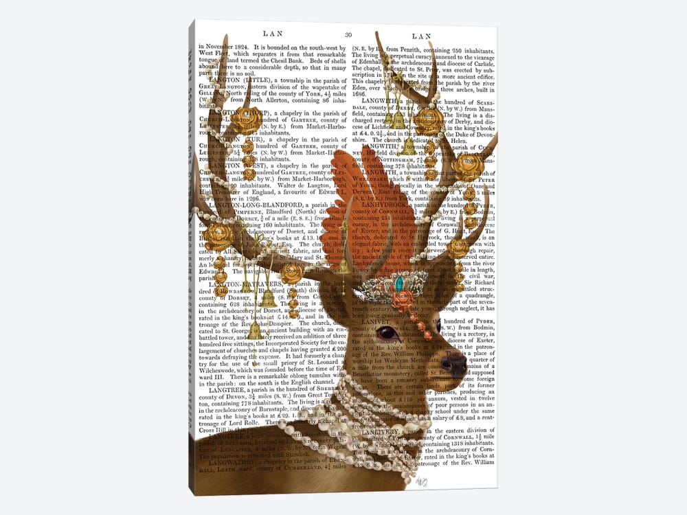 Deer with Gold Bells II 1-piece Art Print