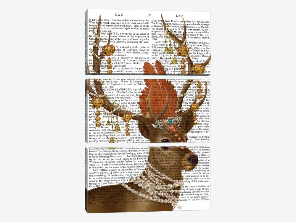 Deer with Gold Bells II 3-piece Art Print