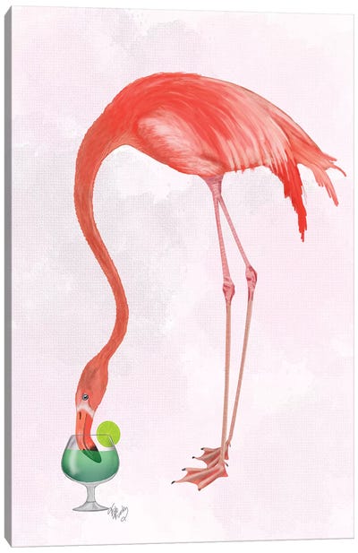 Flamingo and Cocktail II-I Canvas Art Print - Cocktail & Mixed Drink Art