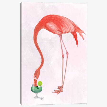 Flamingo and Cocktail II-I Canvas Print #FNK1477} by Fab Funky Art Print
