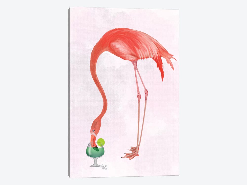 Flamingo and Cocktail II-I by Fab Funky 1-piece Canvas Artwork