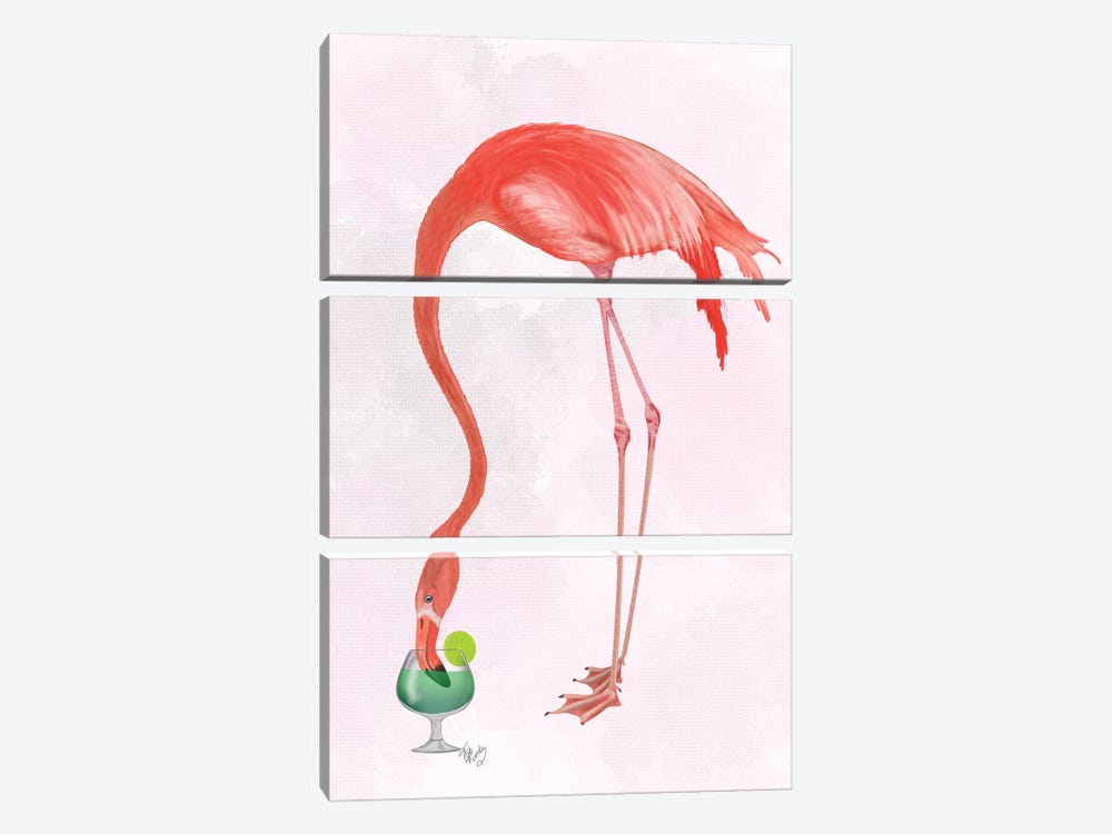 Flamingo and Cocktail II-I by Fab Funky 3-piece Canvas Wall Art