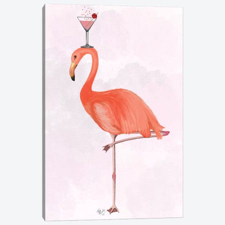 Flamingo and Cocktail III-I Canvas Print #FNK1479} by Fab Funky Canvas Artwork