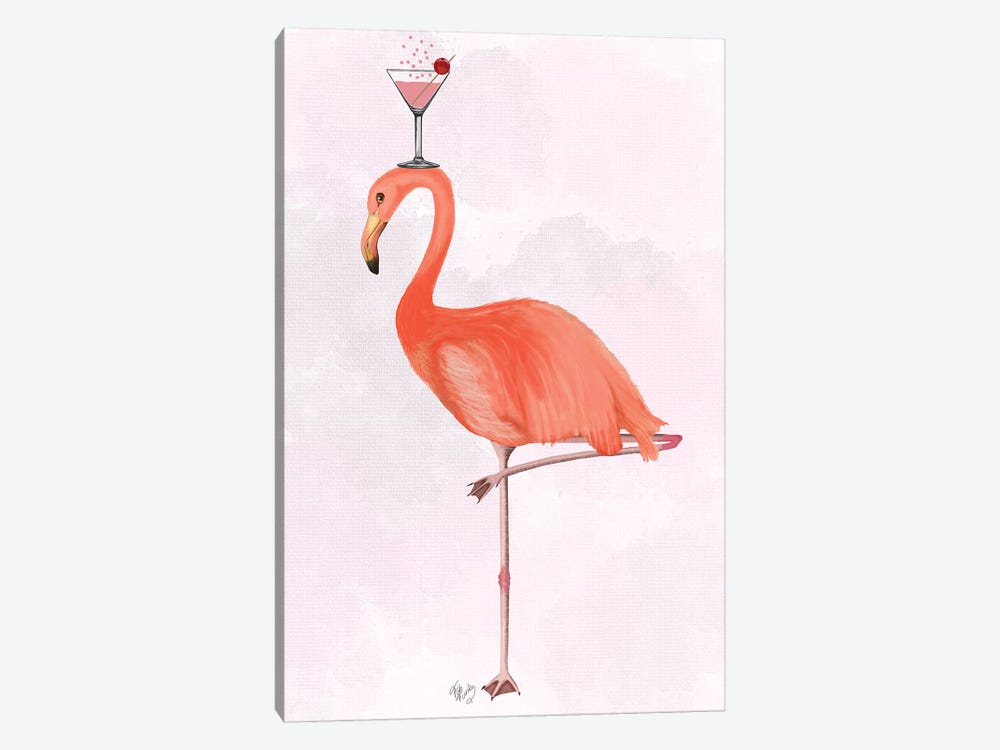 Flamingo and Cocktail III-I by Fab Funky 1-piece Canvas Wall Art