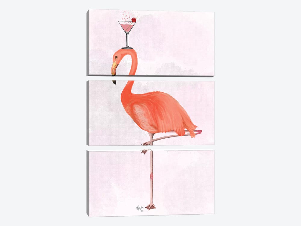 Flamingo and Cocktail III-I by Fab Funky 3-piece Canvas Wall Art
