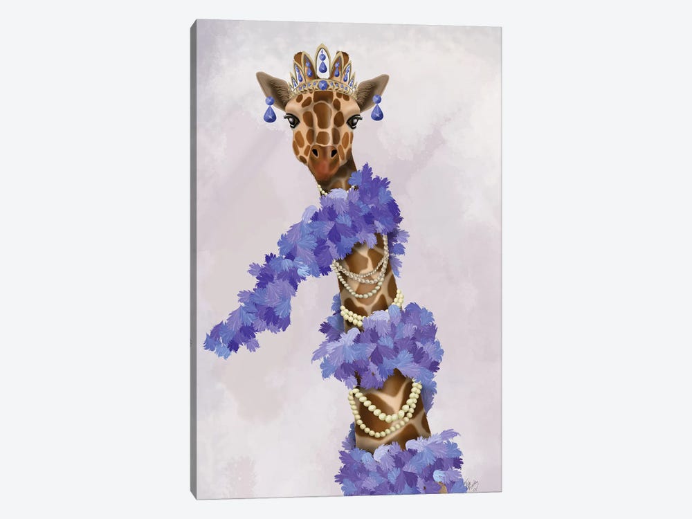 Giraffe with Purple Boa I by Fab Funky 1-piece Canvas Art
