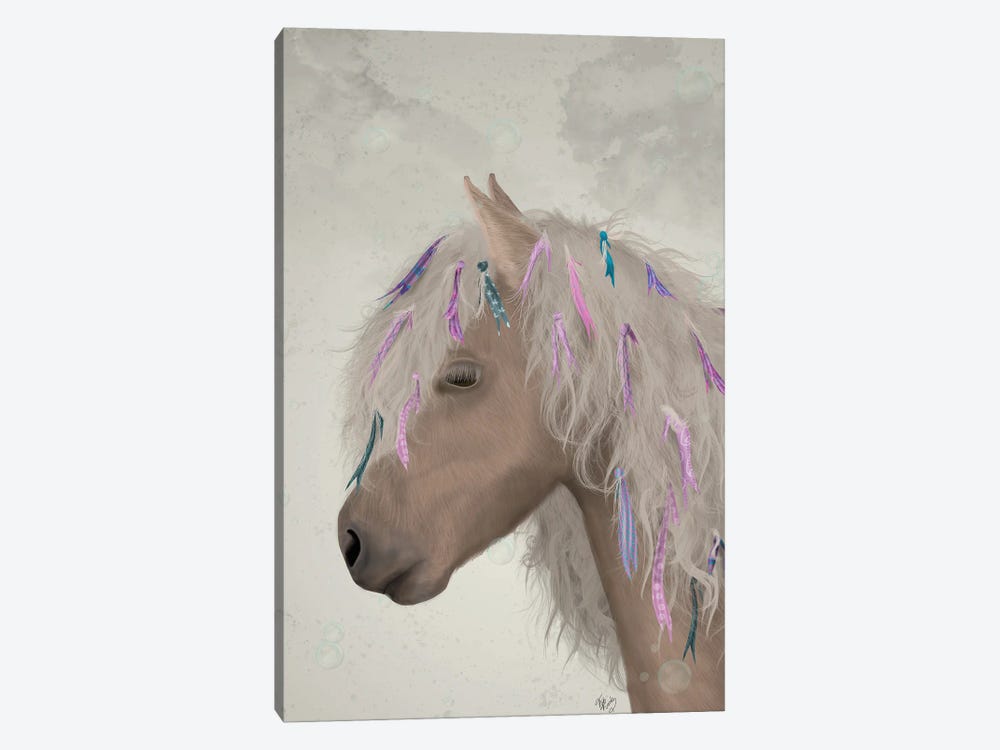 Horse Beige with Ribbons I by Fab Funky 1-piece Canvas Art