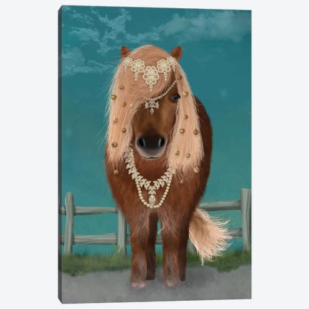 Horse Brown Pony with Bells, Full I Canvas Print #FNK1503} by Fab Funky Canvas Art
