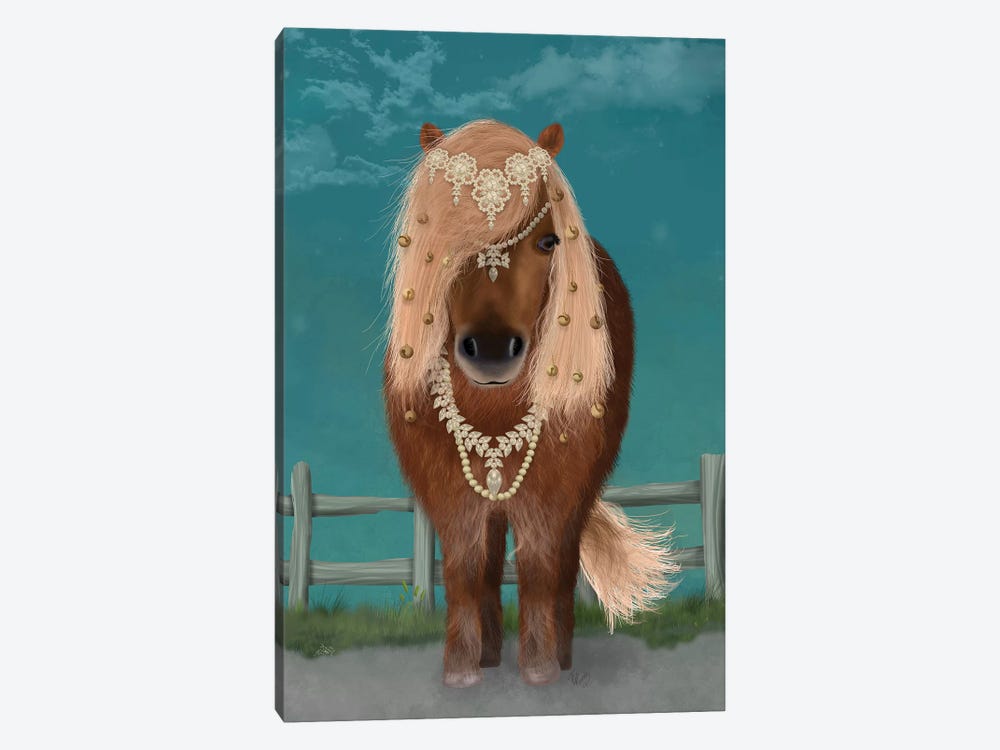 Horse Brown Pony with Bells, Full I by Fab Funky 1-piece Canvas Art