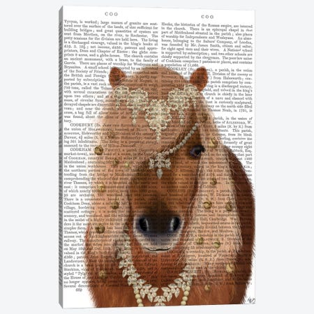 Horse Brown Pony with Bells, Portrait II Canvas Print #FNK1506} by Fab Funky Canvas Print
