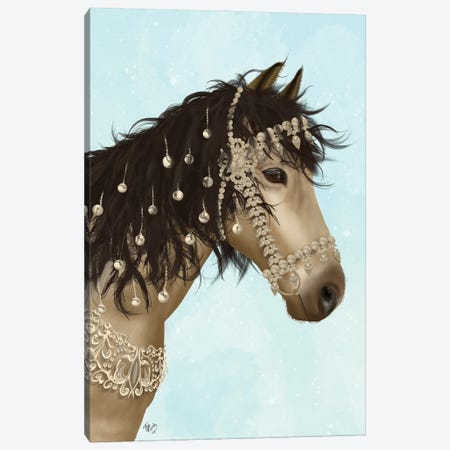 Horse Buckskin with Jewelled Bridle I Canvas Print #FNK1507} by Fab Funky Canvas Print