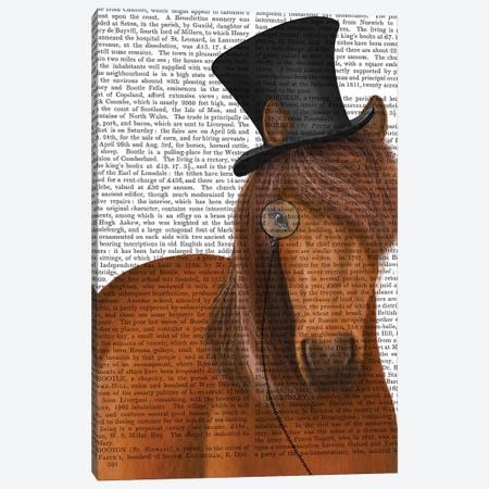 Horse Top Hat and Monocle II Canvas Print #FNK1516} by Fab Funky Canvas Artwork