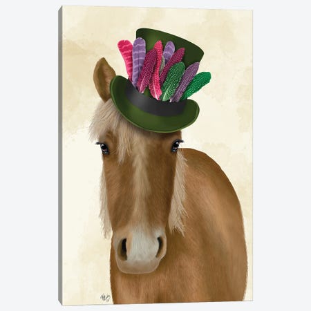 Horse with Feather Hat I Canvas Print #FNK1519} by Fab Funky Canvas Print