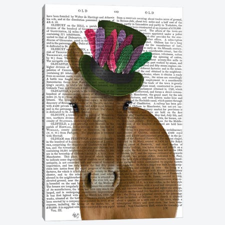 Horse with Feather Hat II Canvas Print #FNK1520} by Fab Funky Canvas Artwork