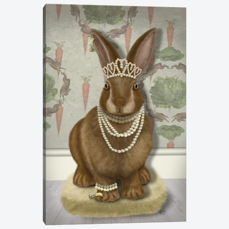 Rabbit and Pearls, Full I Canvas Print #FNK1533} by Fab Funky Art Print