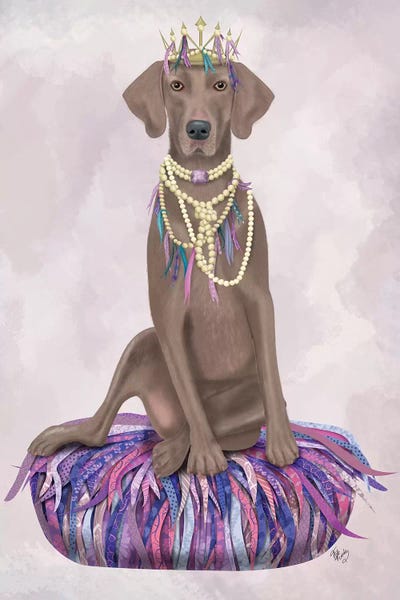 Weimaraner on Purple Cushion I