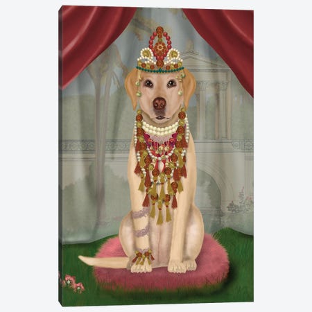 Yellow Labrador and Tiara, Full I Canvas Print #FNK1552} by Fab Funky Canvas Art Print