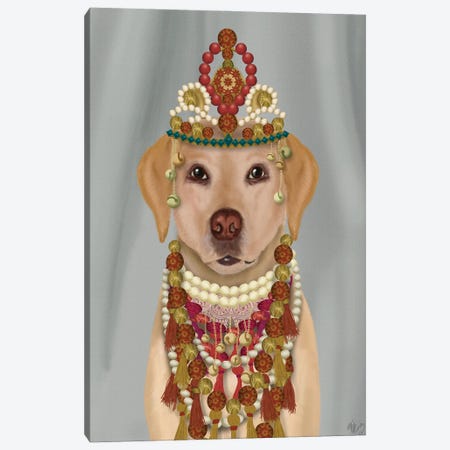 Yellow Labrador and Tiara, Portrait I Canvas Print #FNK1554} by Fab Funky Canvas Wall Art