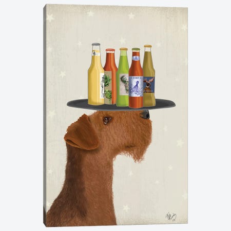 Airdale Beer Lover Canvas Print #FNK1570} by Fab Funky Canvas Art Print