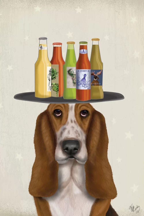 Basset Hound Beer Lover by Fab Funky wall art