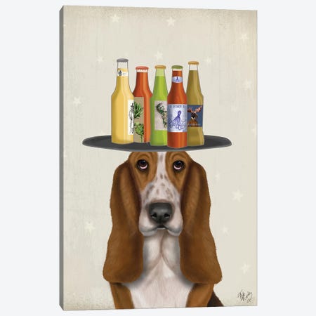 Basset Hound Beer Lover Canvas Print #FNK1578} by Fab Funky Canvas Art Print