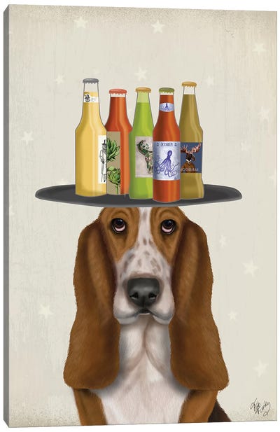 Basset Hound Beer Lover Canvas Art Print - Basset Hounds