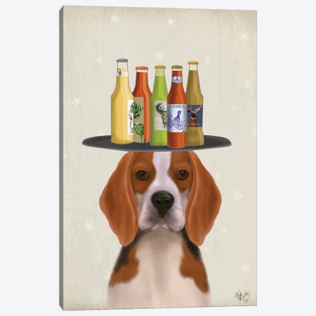 Beagle Beer Lover Canvas Print #FNK1579} by Fab Funky Art Print