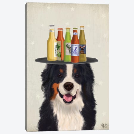 Bernese Beer Lover Canvas Print #FNK1583} by Fab Funky Canvas Wall Art