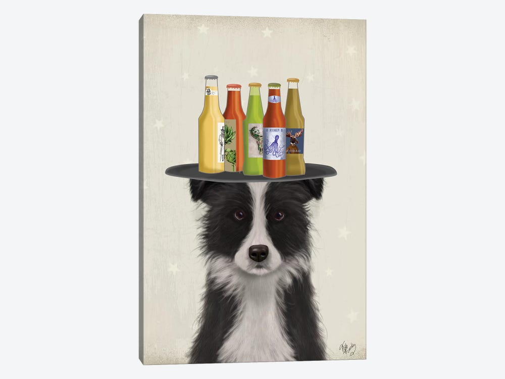 Border Collie Black White Beer Lover by Fab Funky 1-piece Art Print
