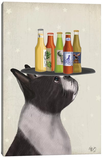 Boston Terrier Beer Lover Canvas Art Print - Beer Art