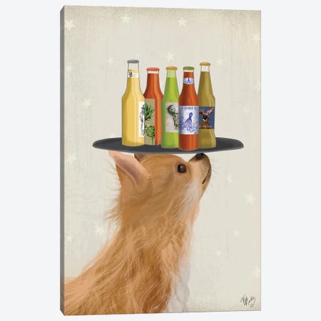 Chihuahua Beer Lover Canvas Print #FNK1599} by Fab Funky Art Print