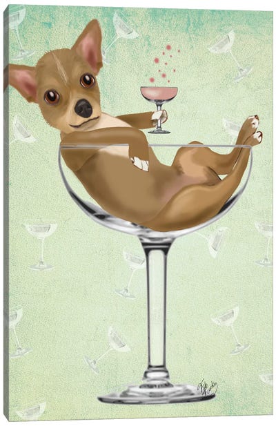 Chihuahua In Cocktail Glass Canvas Art Print - Humor Art
