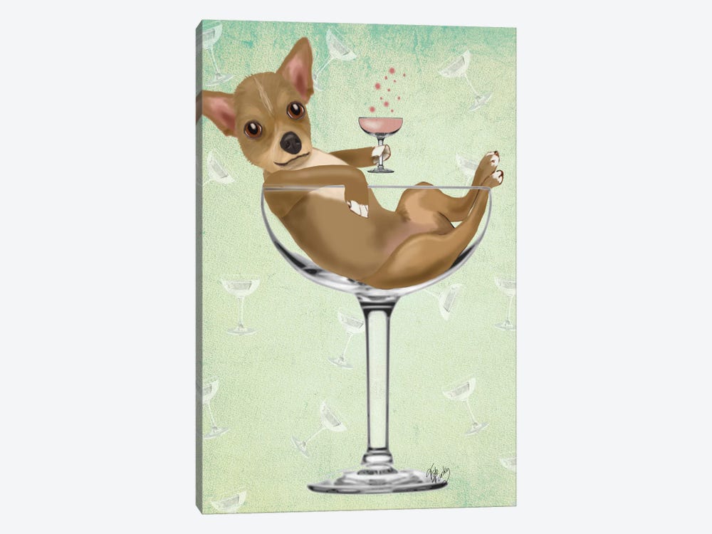 Chihuahua In Cocktail Glass by Fab Funky 1-piece Canvas Art