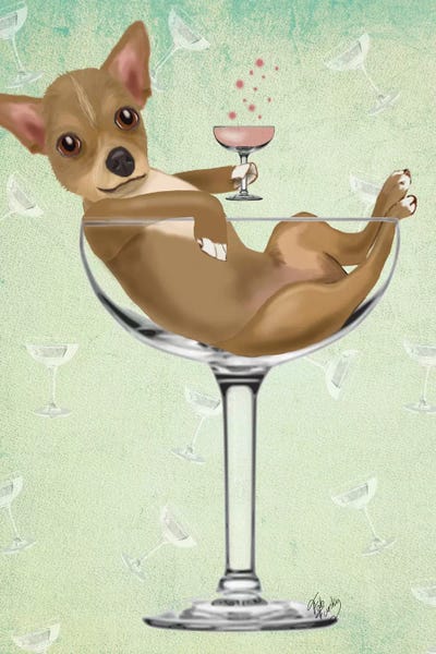 Chihuahuas: Chihuahua In Cocktail Glass by Fab Funky
