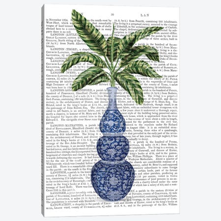 Chinoiserie Vase 7, With Plant Book Print Canvas Print #FNK1606} by Fab Funky Canvas Artwork