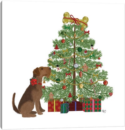 Christmas Des - Bone Tree Canvas Art Print - Scottish Terriers