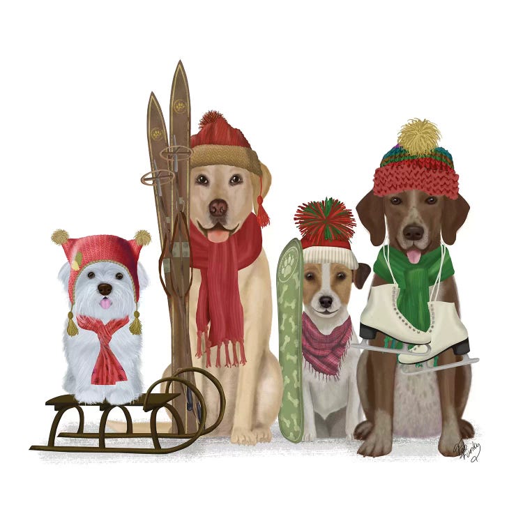 Christmas Des - Winter Sports Fans by Fab Funky wall art