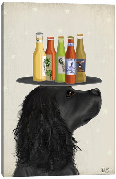 Cocker Spaniel Black Beer Lover Canvas Art Print